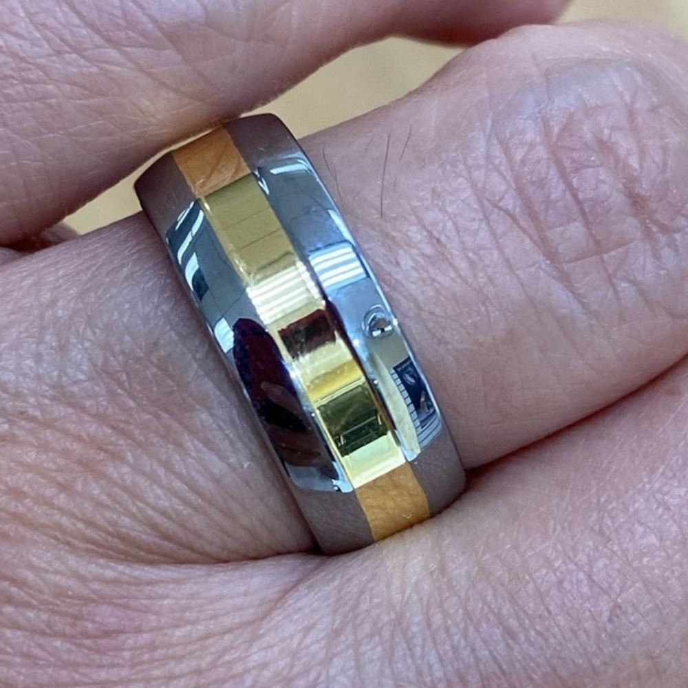 8mm 6mm Tungsten Ring Gold plated Wedding Band